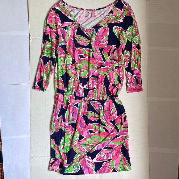 Lilly Pulitzer Dresses & Skirts - Lilly Pulitzer, Navy/Pink/Green, Small, pull on knit dress